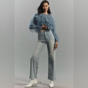 Anthropologie Maeve Colette Rhinestone Crop Wide Leg